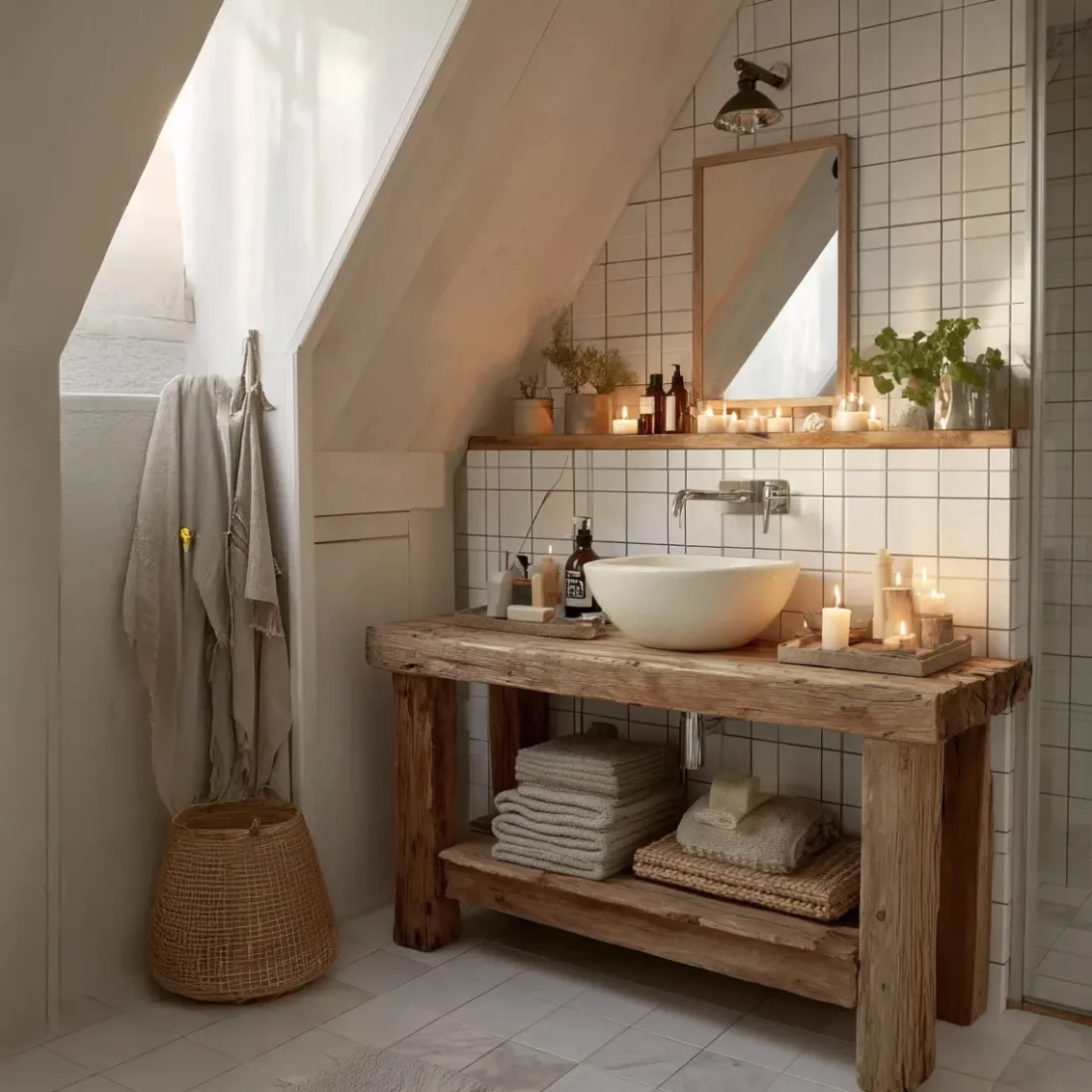 Natural Edge Wall Shelf for Bathroom Solid Wood Vanity Top