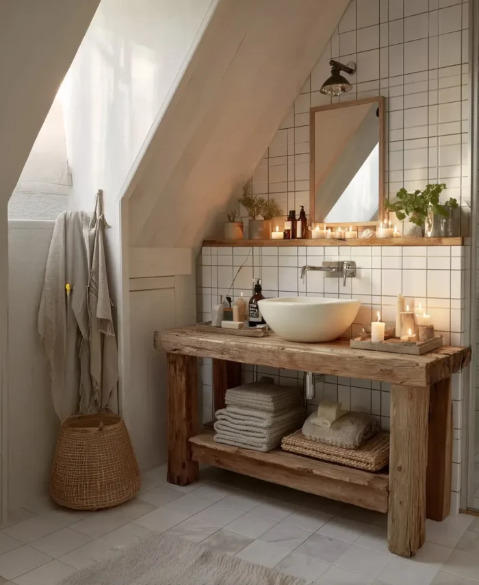 Natural Edge Wall Shelf for Bathroom Solid Wood Vanity Top